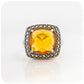 Cushion cut Citrine and Marcasite Ring in Sterling Silver