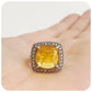 Cushion cut Citrine and Marcasite Ring in Sterling Silver