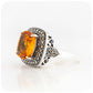 Cushion cut Citrine and Marcasite Ring in Sterling Silver
