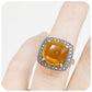 Cushion cut Citrine and Marcasite Ring in Sterling Silver