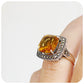 Cushion cut Citrine and Marcasite Ring in Sterling Silver