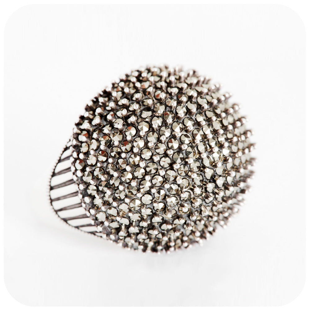 Glittering Dome Ring Studded with Marcasite Stones Victoria s