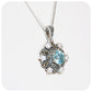 Blue Topaz, Fresh Water Pearl and Marcasite Victorian Pendant - Victoria's Jewellery