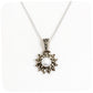 Fresh Water Pearl and Marcasite Starburst Pendant and Chain in Sterling Silver - Victoria's Jewellery