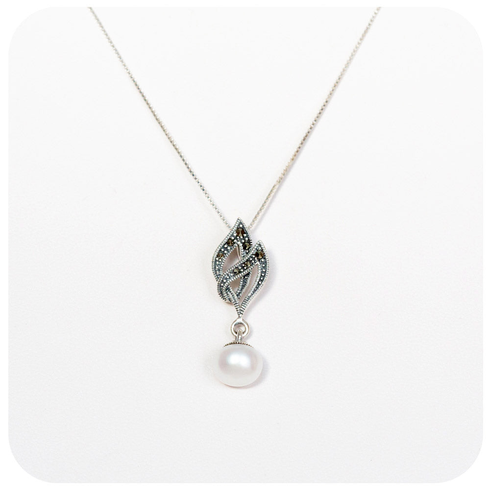 Pearl and Marcasite Pendant - Victoria's Jewellery