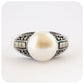 White Fresh Water Pearl and Marcasite Ring in Sterling Silver