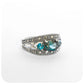 The Vintage London Blue Topaz and Marcasite Trilogy Ring in Sterling Silver