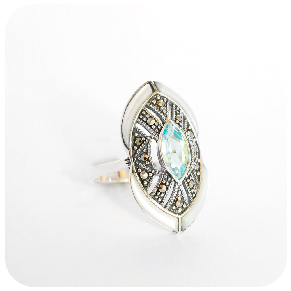 Pearl sterling silver shield ring shops