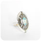 mother of pearl and blue topaz cocktail ring