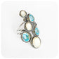 Oval cut Blue Topaz and Mother of Pearl ring in sterling silver - Victoria's Jewellery