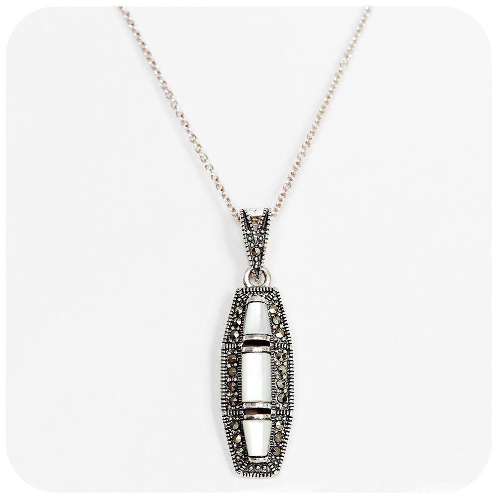 White Mother of Pearl and Marcasite Pendant