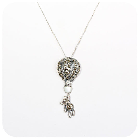 Fly Away with Me, Mother of Pearl and Marcasite Pendant and Chain
