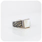 Moroccan Mother of Pearl and Marcasite Signet Style Ring in Sterling Silver