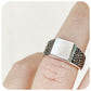 Moroccan Mother of Pearl and Marcasite Signet Style Ring in Sterling Silver
