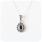Pear cut Blue Sapphire and Marcasite Pendant