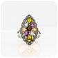Rainbow Marquise cut Ring in Sterling Silver with Marcasite - 6x3mm