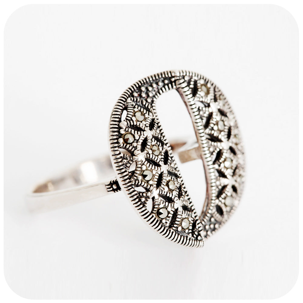 Sterling Silver "O" Ring with Marcasite