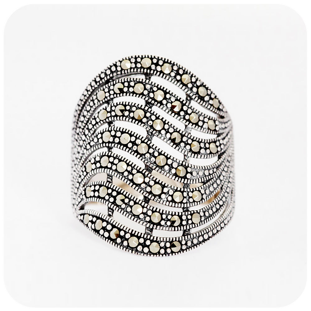 The Wave Marcasite Ring in Sterling Silver