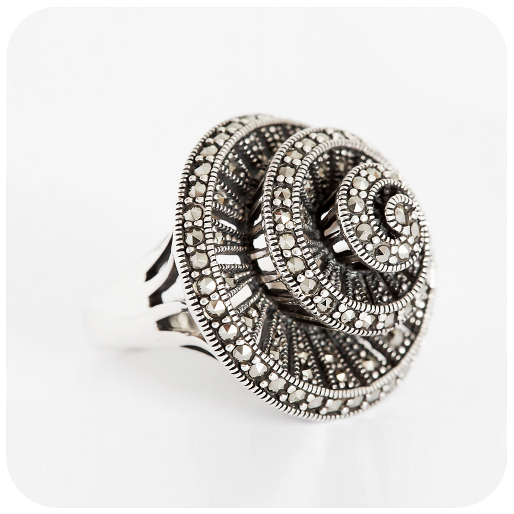 The Marcasite Spiral Ring in Sterling Silver - Large