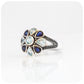 The Sapphire and Sky Blue Topaz Flower Ring in Sterling Silver