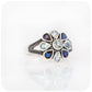 The Sapphire and Sky Blue Topaz Flower Ring in Sterling Silver