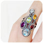 The Rainbow Multi-Colour Ring in Sterling Silver with Marcasite