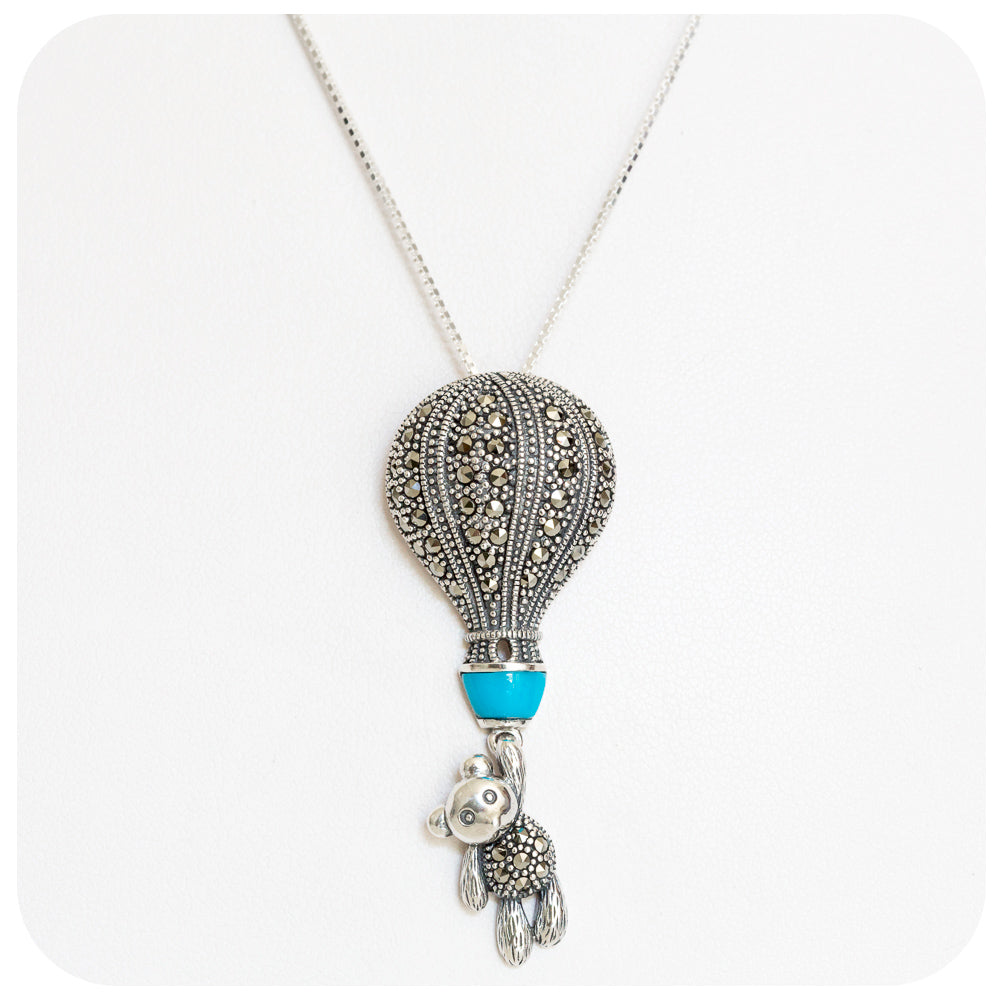 Fly Away with Me, Turquoise and Marcasite Pendant and Chain