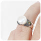 White Fresh Water Pearl and Marcasite Ring in Sterling Silver