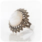 Round white Mother of Pearl sunflower design ring in sterling silver - Victoria's Jewellery