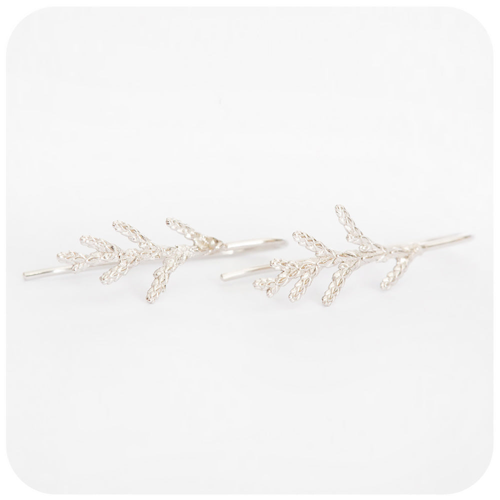 Hand made Cypress Leaf Earrings in Sterling Silver - Victoria's Jewellery