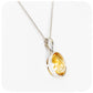 Honey Yellow Oval Citrine Pendant In Sterling Silver - 20x14mm - Victoria's Jewellery