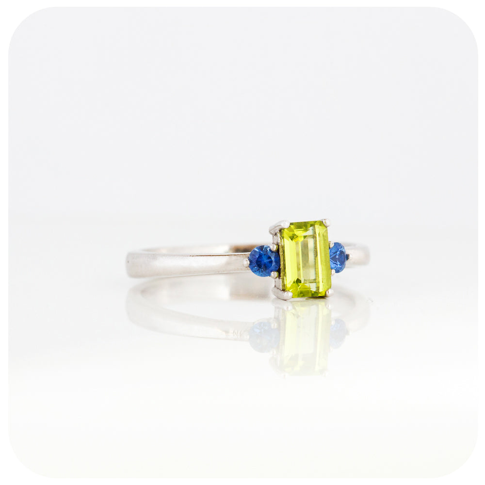 The Bea Ring with Peridot and Blue Sapphire in Sterling Silver