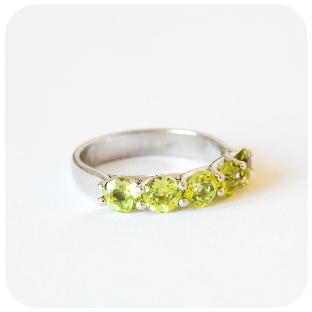 The Amanda, a Peridot Trellis Ring in Sterling Silver