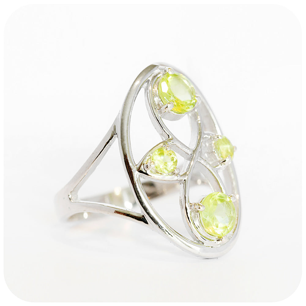 Infinity Peridot Ring in Sterling Silver