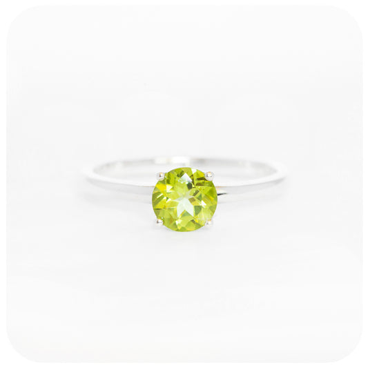 Round cut Peridot Solitaire Ring