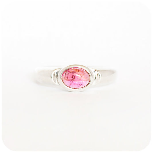 Oval Pink Tourmaline Ring in Sterling Silver