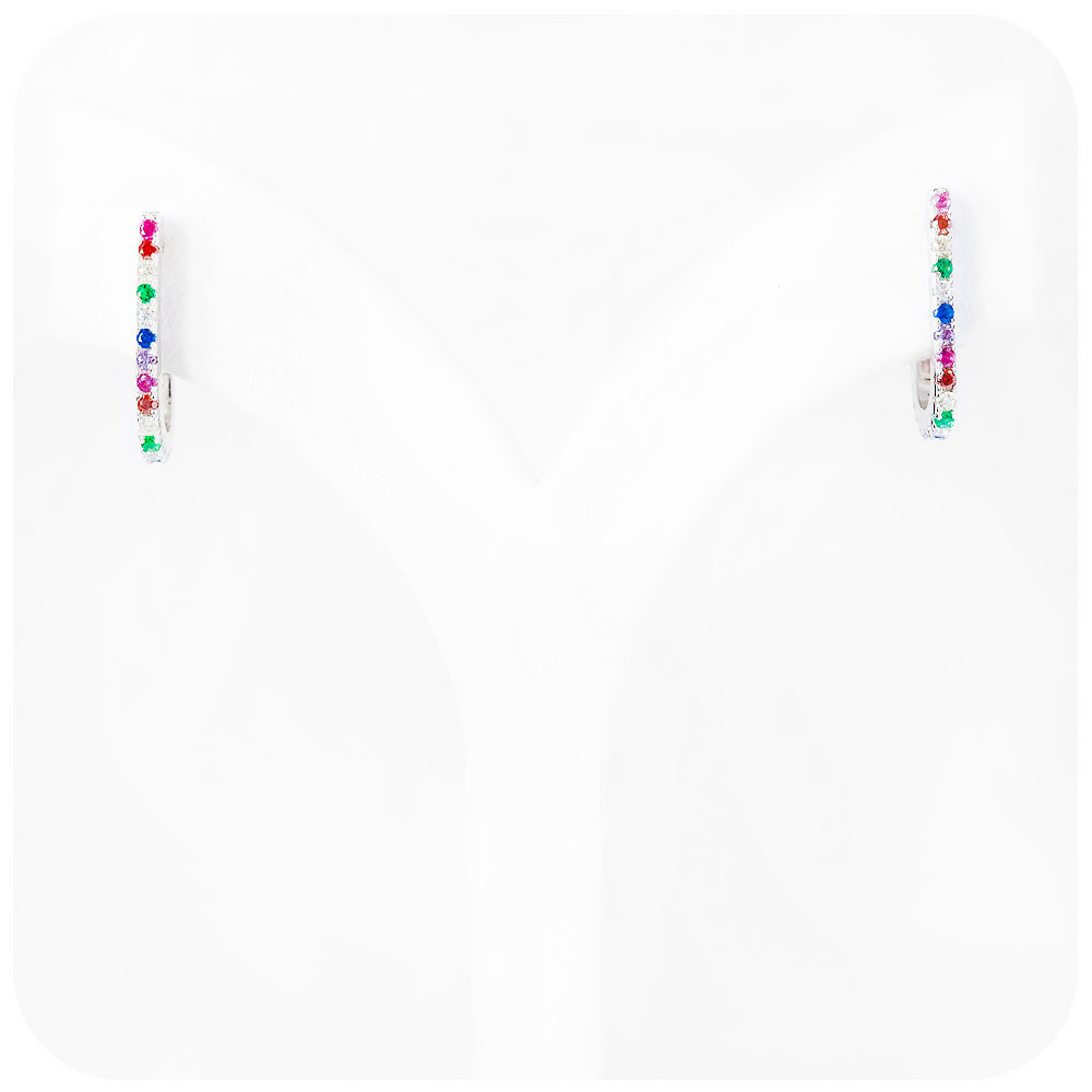 Rainbow Cubic Zirconia Hoop Earrings