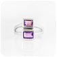 Double Emerald Cut Amethyst Ring in Sterling Silver - Victoria's Jewellery