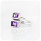 Double Emerald Cut Amethyst Ring in Sterling Silver - Victoria's Jewellery