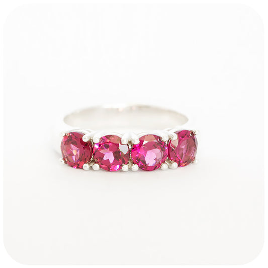 Round cut Rhodolite Garnet half eternity January birthstone Ring - Victoria's Jewellery