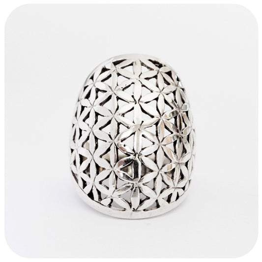 Flower of Life Cut-Out Ring in Sterling Silver