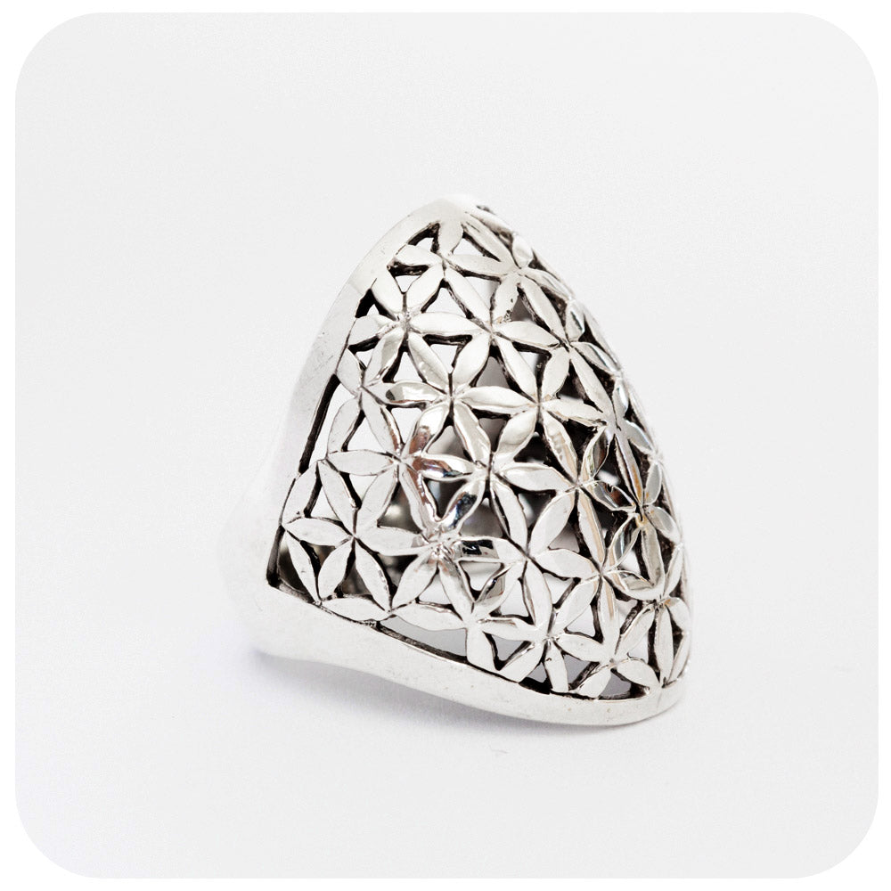 Flower of Life Cut-Out Ring in Sterling Silver