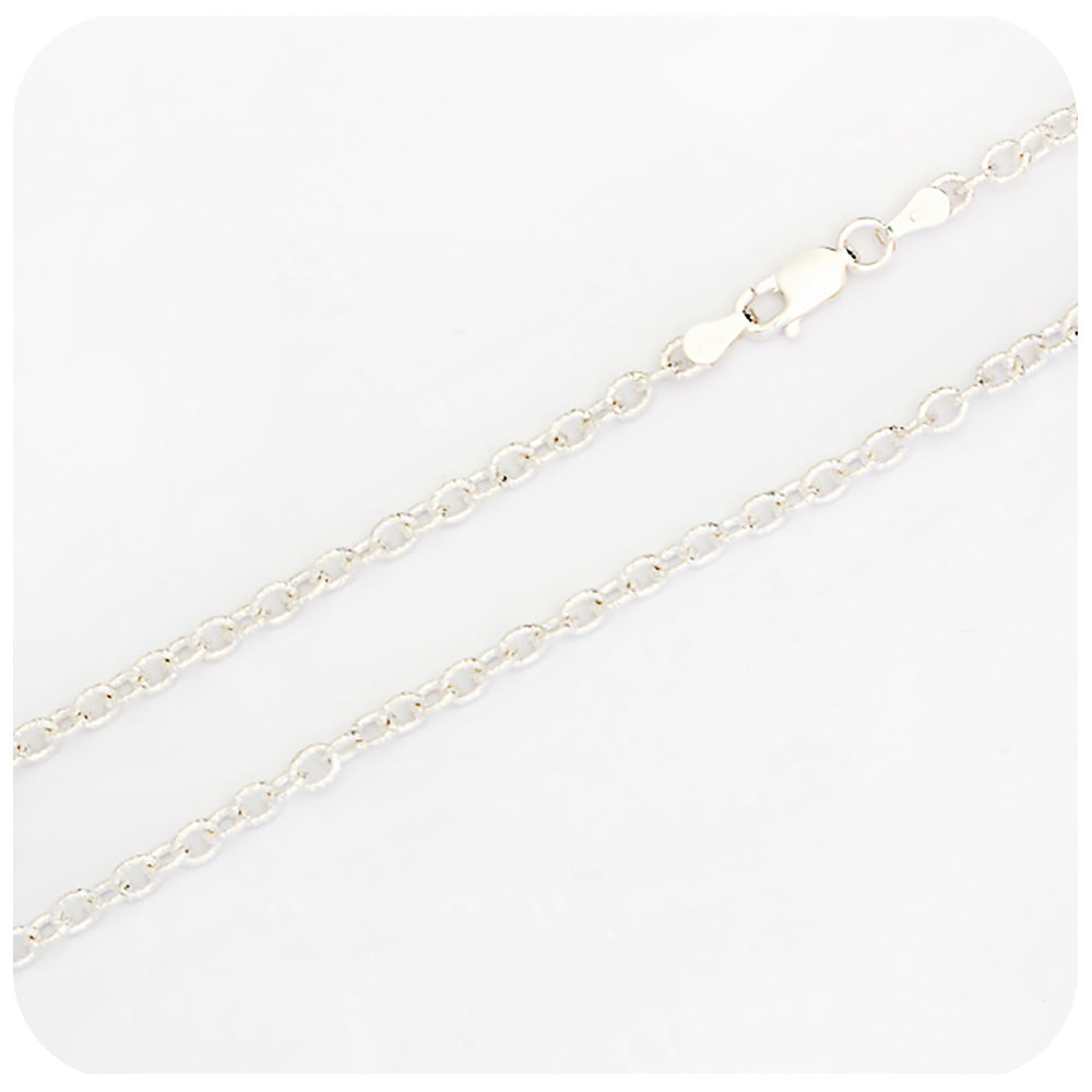 Textured Rolo Shiny Chain in Sterling Silver - 3mm