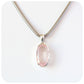 Elongated Oval Cut Rose Quartz Pendant in Sterling Silver - 29x16mm