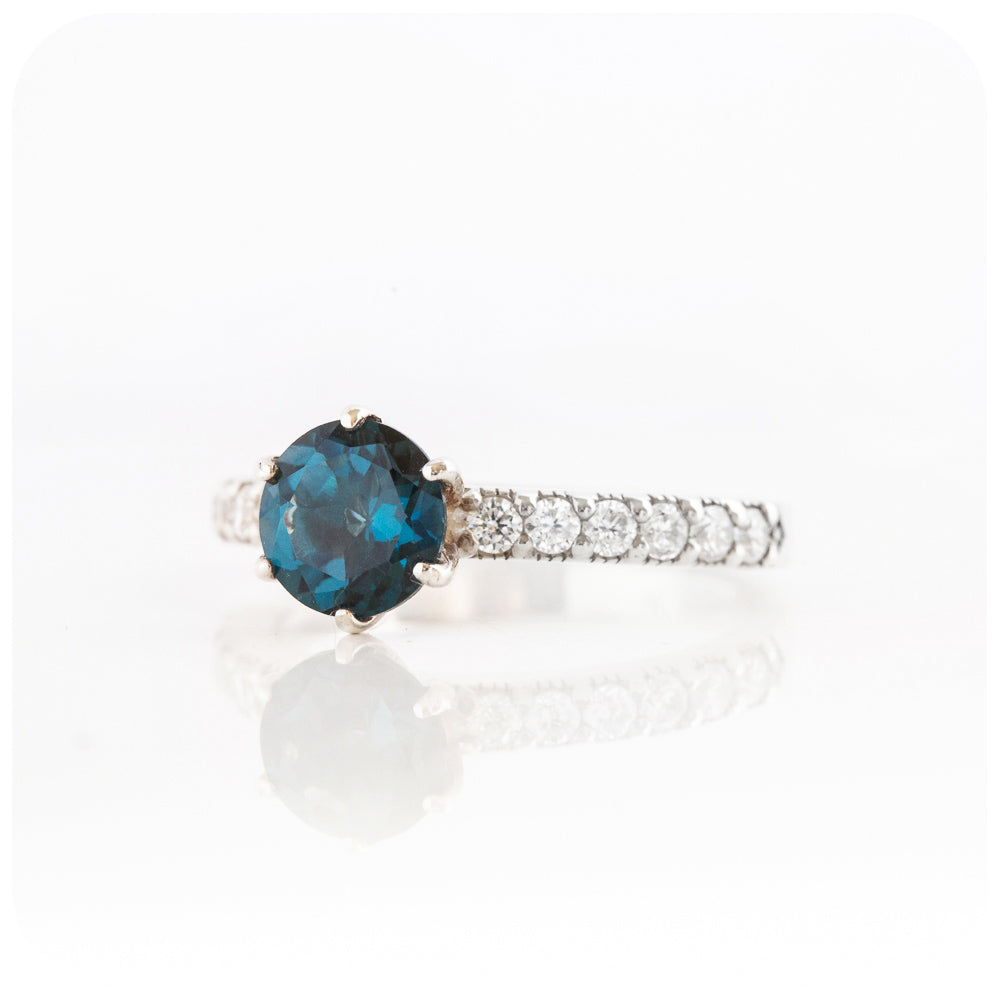brilliant cut london blue topaz and cubic accent engagement ring