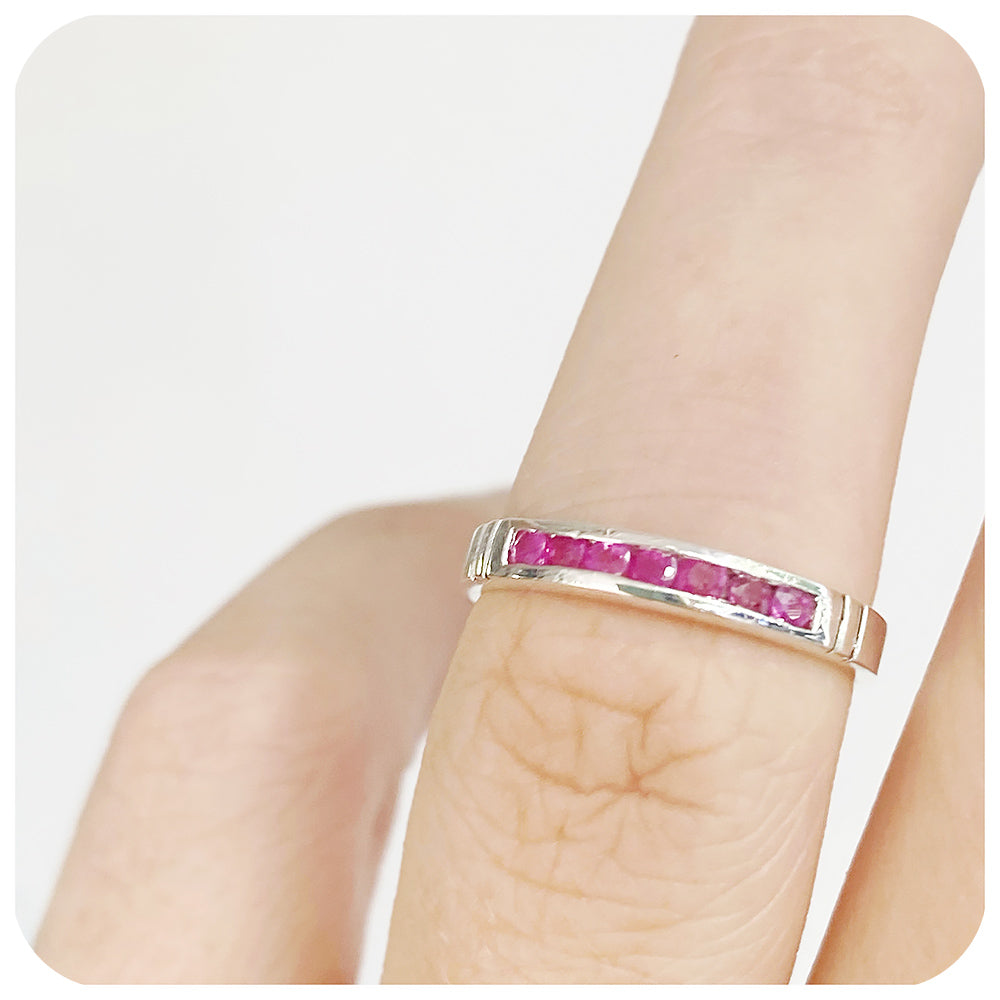 The Ruby Channel set Stack Ring in Sterling Silver
