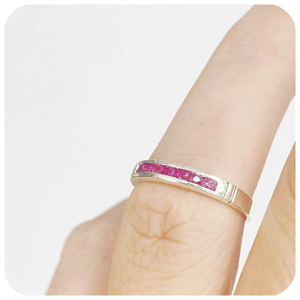 The Ruby Channel set Stack Ring in Sterling Silver