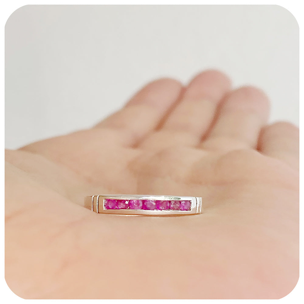 The Ruby Channel set Stack Ring in Sterling Silver