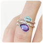 The Twin Pear cut Sky Blue Topaz and Amethyst Ring in Sterling Silver