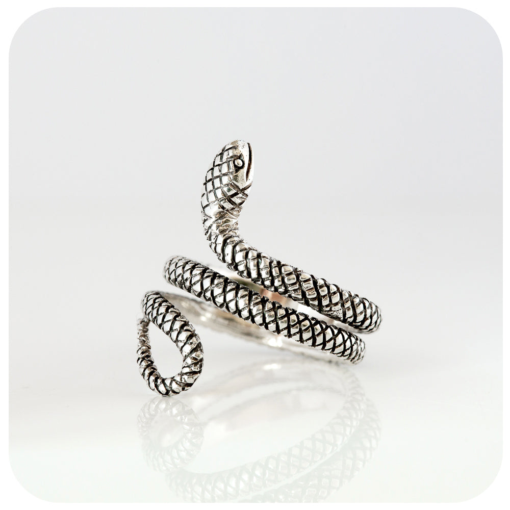 sterling silver snake wrap-around ring